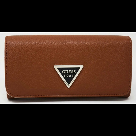 Guess Women`s Lauri Cognac Brown Large Organizer Wallet Clutch - Picture 2 of 5